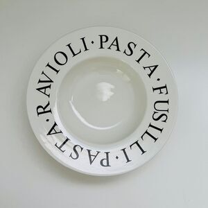 OVER AND BACK Stoneware FUSILLI, PASTA, & RAVIOLI Text Around Rim Pasta Bowl